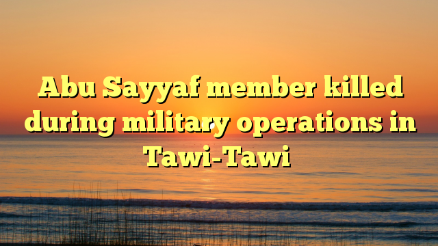 Abu Sayyaf member killed during military operations in Tawi-Tawi