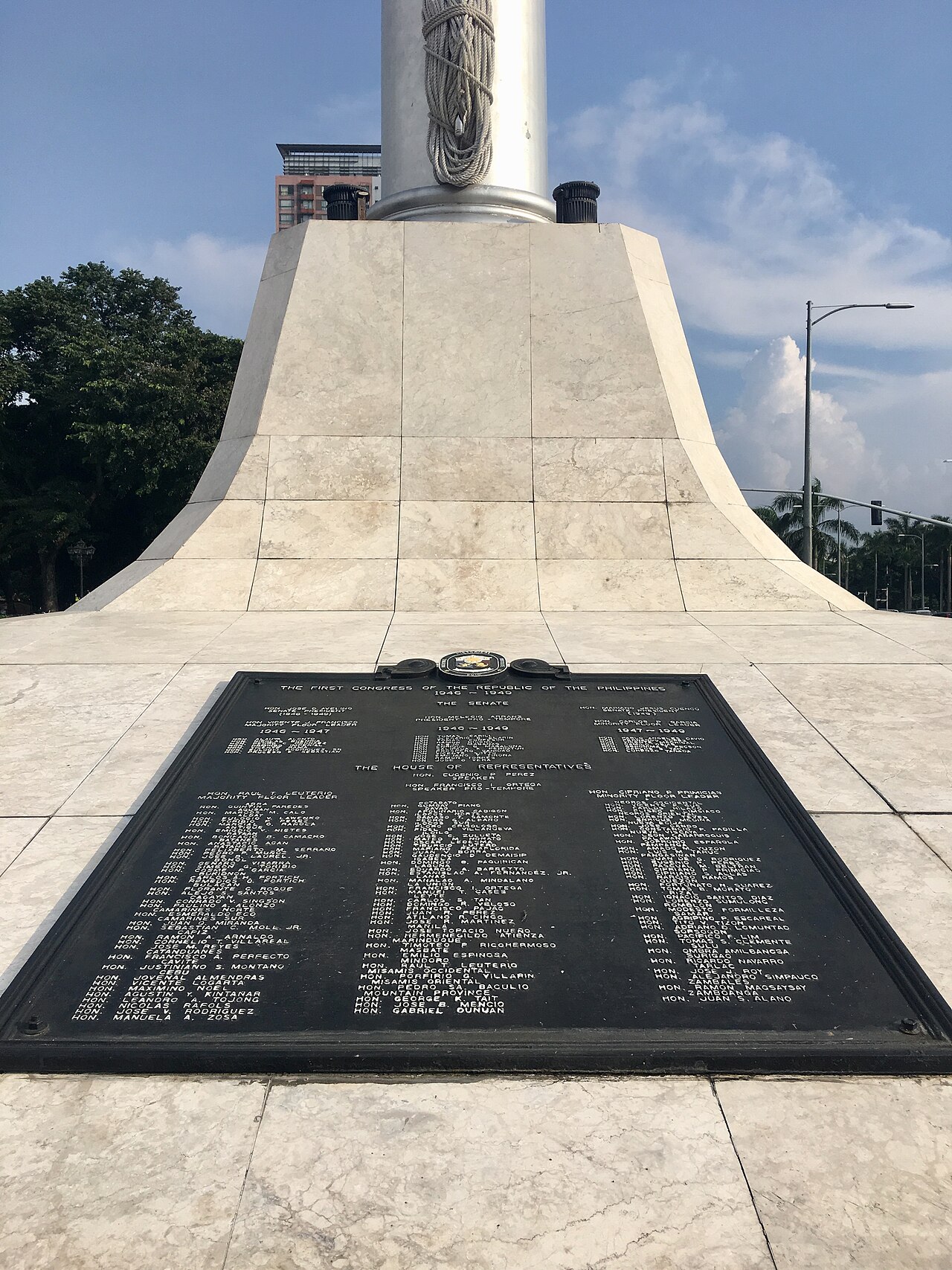 Independence Flagpole at Rizal Park in Manila with Philippine flag