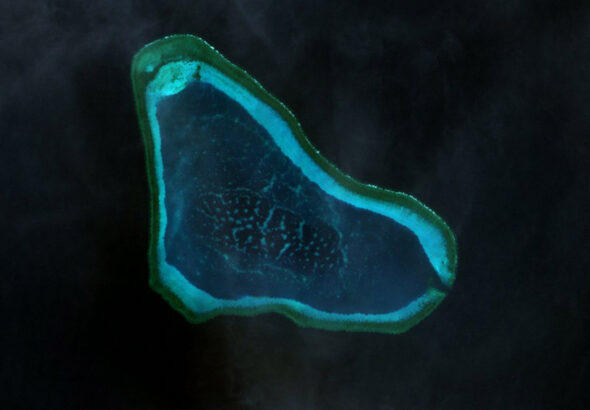 Satellite image of Scarborough Shoal also known as Bajo de Masinloc