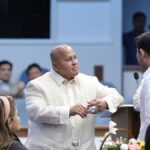 Senator Ronald 'Bato' dela Rosa in a barong inside the Senate session hall of the Philippines