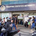 People lining up outside the Philippine Statistics Authority Regional Statistical Services Office VII on Colon Street, Cebu City