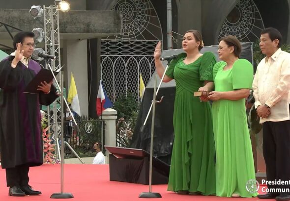 Vice President Sara Duterte at her June 19, 2022 oath-taking in Davao City