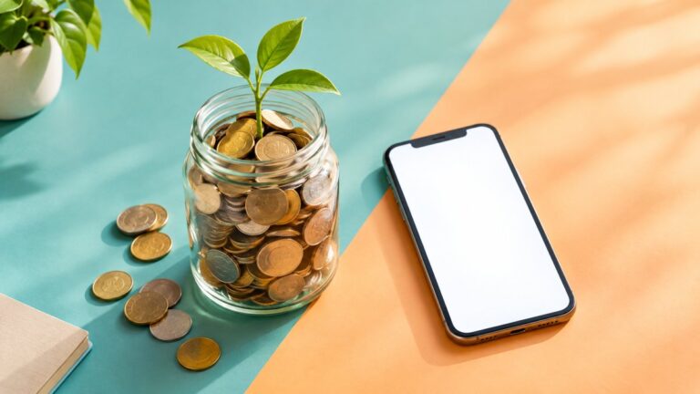 Digital bank savings growing on a phone